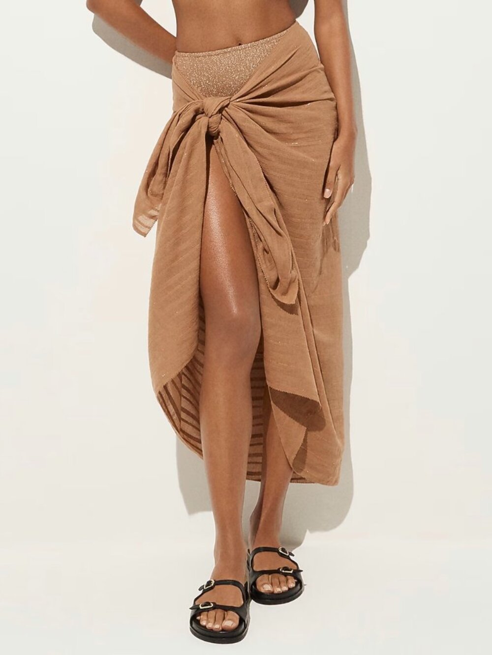 Cotton voile sarong with Lurex® metallic threads